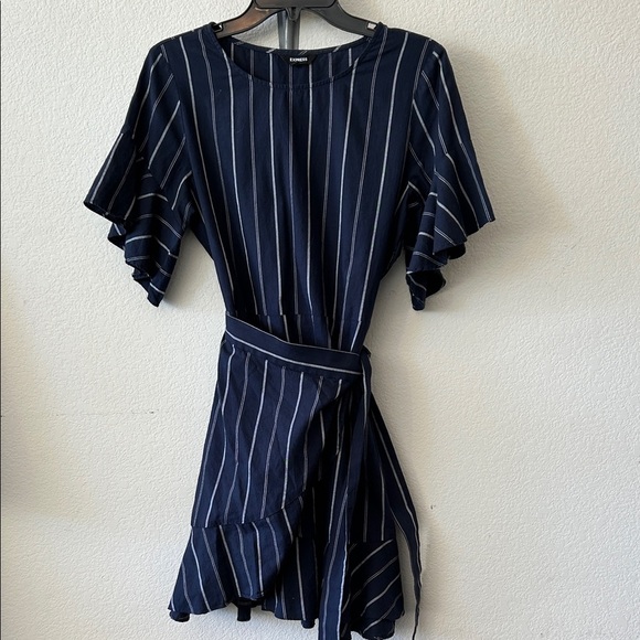 Express Navy and White Striped Mini Dress size S - Picture 2 of 6